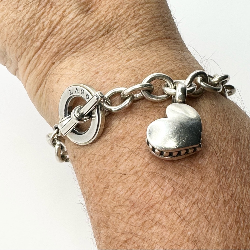 Lagos Sterling Silver Heart Toggle Charm Bracelet - Picture 6 of 6